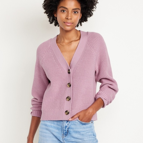 NWT OLD NAVY Shaker-Stitch Cardigan Color: ROSE Size Large - Picture 2 of 6